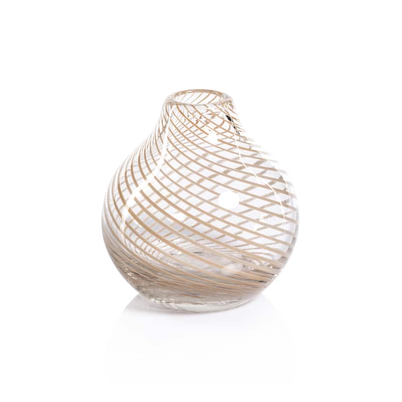 Chantilly Swirl Glass Bud Vase - Beige - Onion- 4.75" x 5"