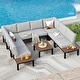 preview thumbnail 3 of 22, 10-Seat Patio Sectional sofa set, E-coating Steel frame Conversation Sets with Built-in Side Table , Grey Cushion 8-Seats - Type F