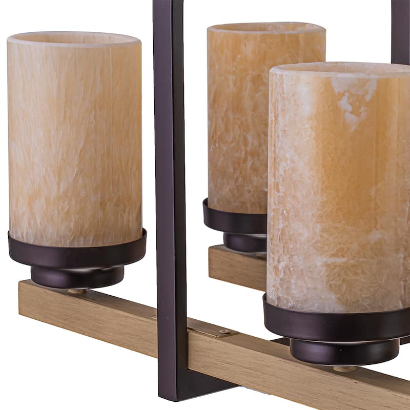 Retro Industrial Iron Pendant with Alabaster Candle Shade