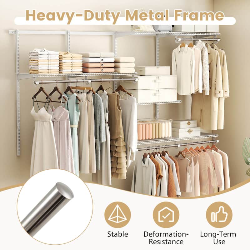 Costway 4-8 FT Wall-Mounted Closet Organizers and Storage System with - See Details