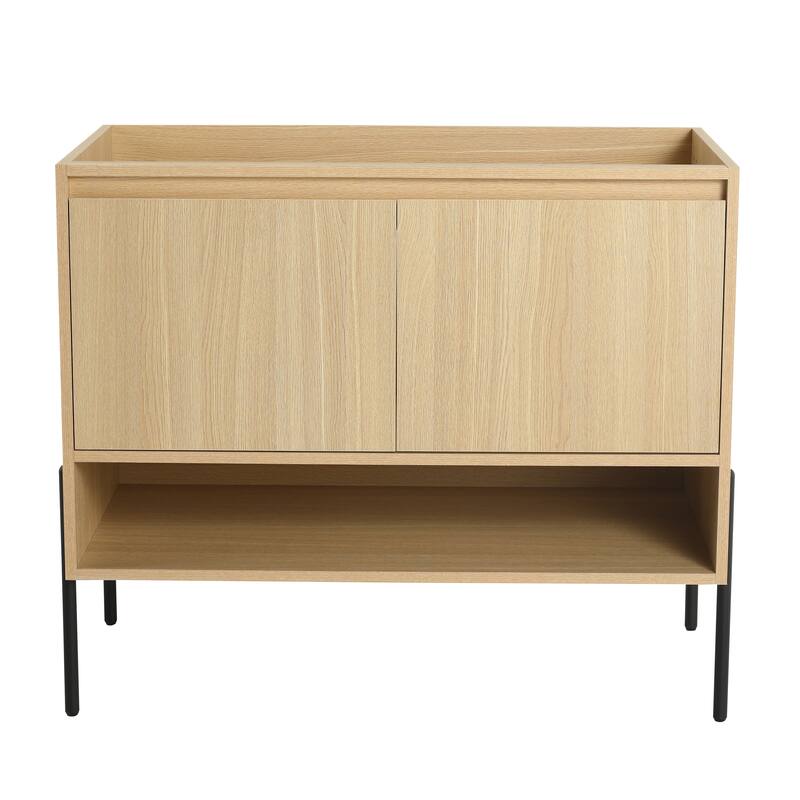 Freestanding Bathroom Cabinet with Four Doors, Floor-to-Ceiling Storage in Engineered Wood (No Top Sink Included)