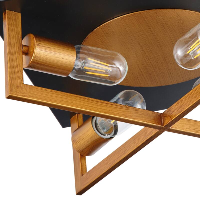 4-Lights Geometrical Openwork Design Flush Mount Lighting - 14.2"D×14.2"W×5.5"H