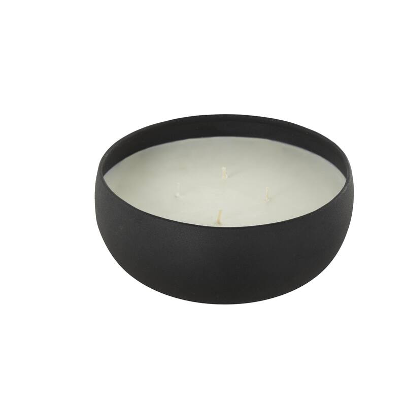 Beige, Black or Cream Metal Scented Textured 34oz 4 Wick Decorative Candle with White Wax