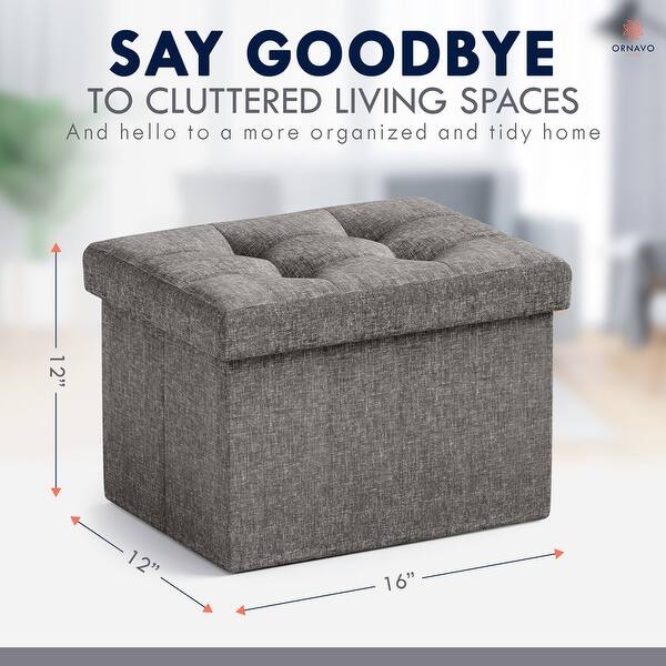 dimension image slide 10 of 11, 2 Pack Small Rectangle Foldable Storage Ottoman