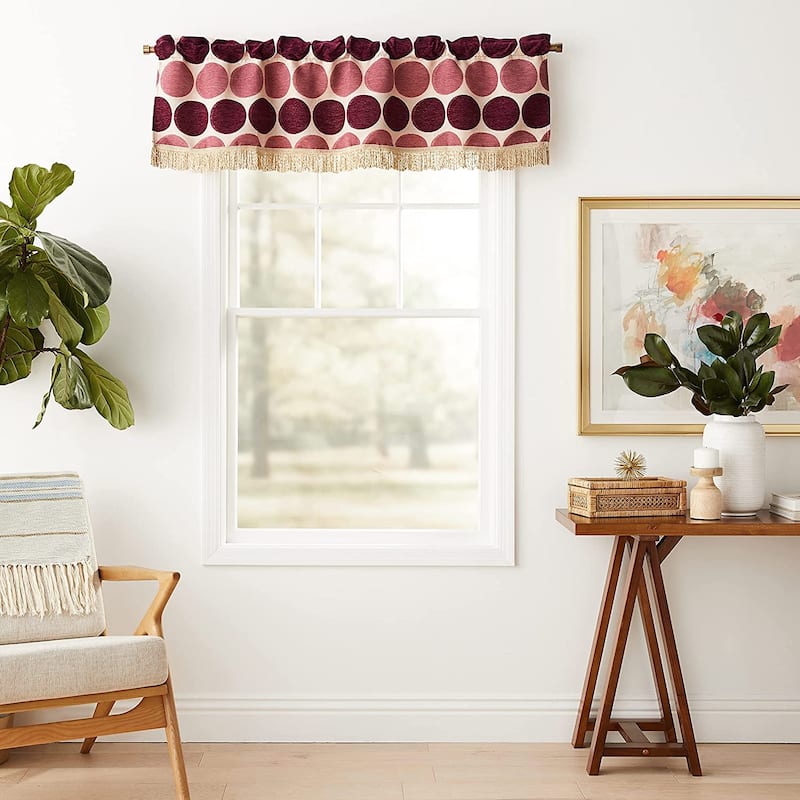 Violet Linen Deluxe Chenille Jacquard Circle's design, 60" x 15", Straight, Rod Pocket Curtain Valance - Lilac