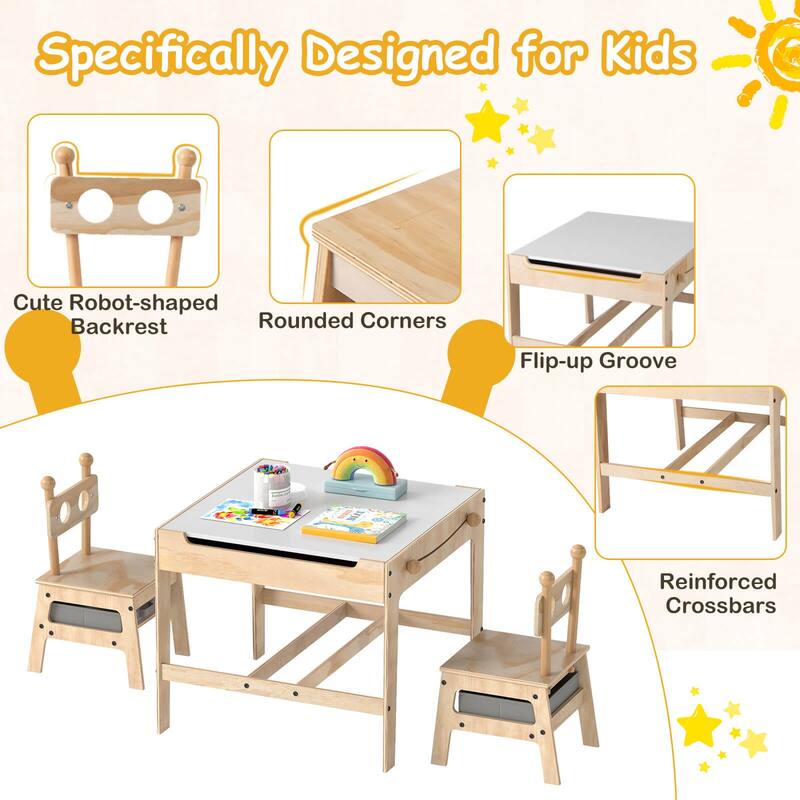 Costway Kids Table and Chairs Set 4 in 1 Children Activity Table with - See Details