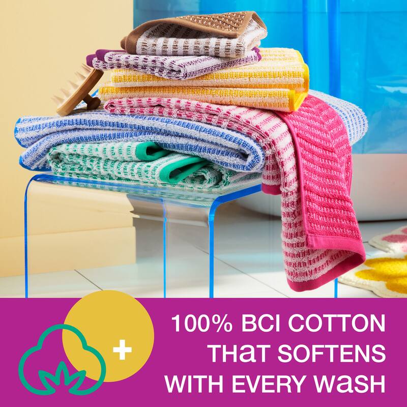 TOWN & COUNTRY PLAY 6-Piece Striped Reversible Terry Brights Set, 2 Bath, 2 Hand, 2 Wash,