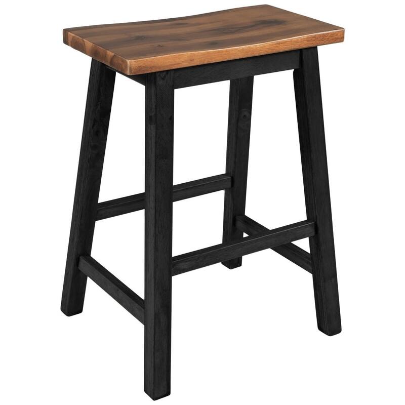 Farmhouse Rustic 2-piece Counter Height Wood Kitchen Dining Stools