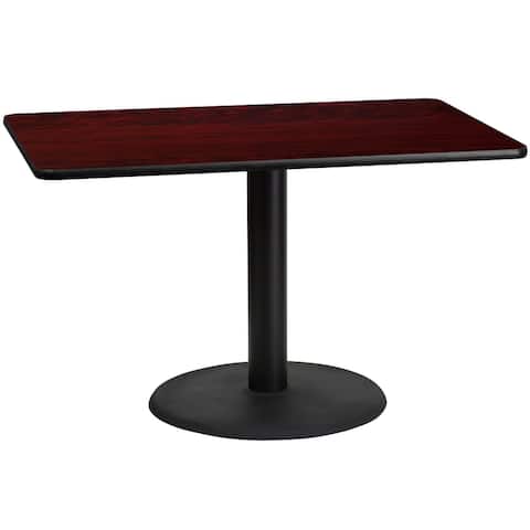 30'' x 48'' Rectangular Laminate Table Top with 24'' Round Table Height Base - 30"W x 48"D x 31.125"H