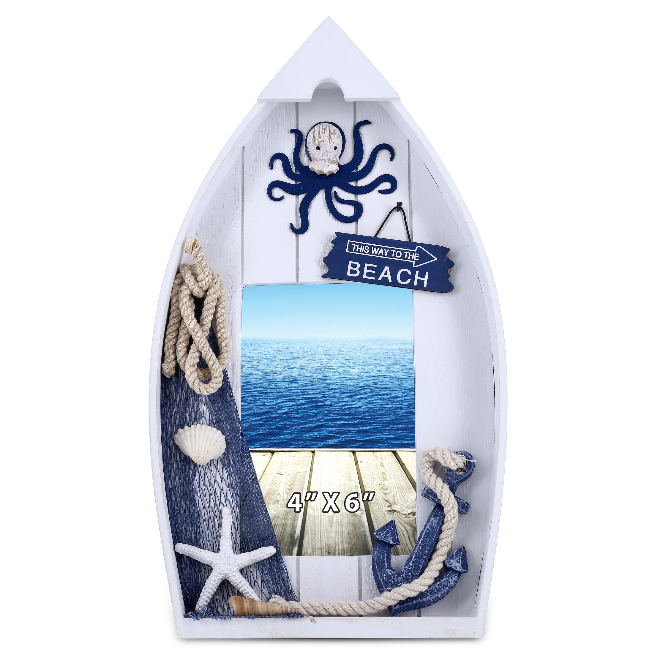 CoTa Global Ocean Blue Octopus Nautical Photo Frame - Handmade - 12.6″Lx11.3″Wx1.2″H