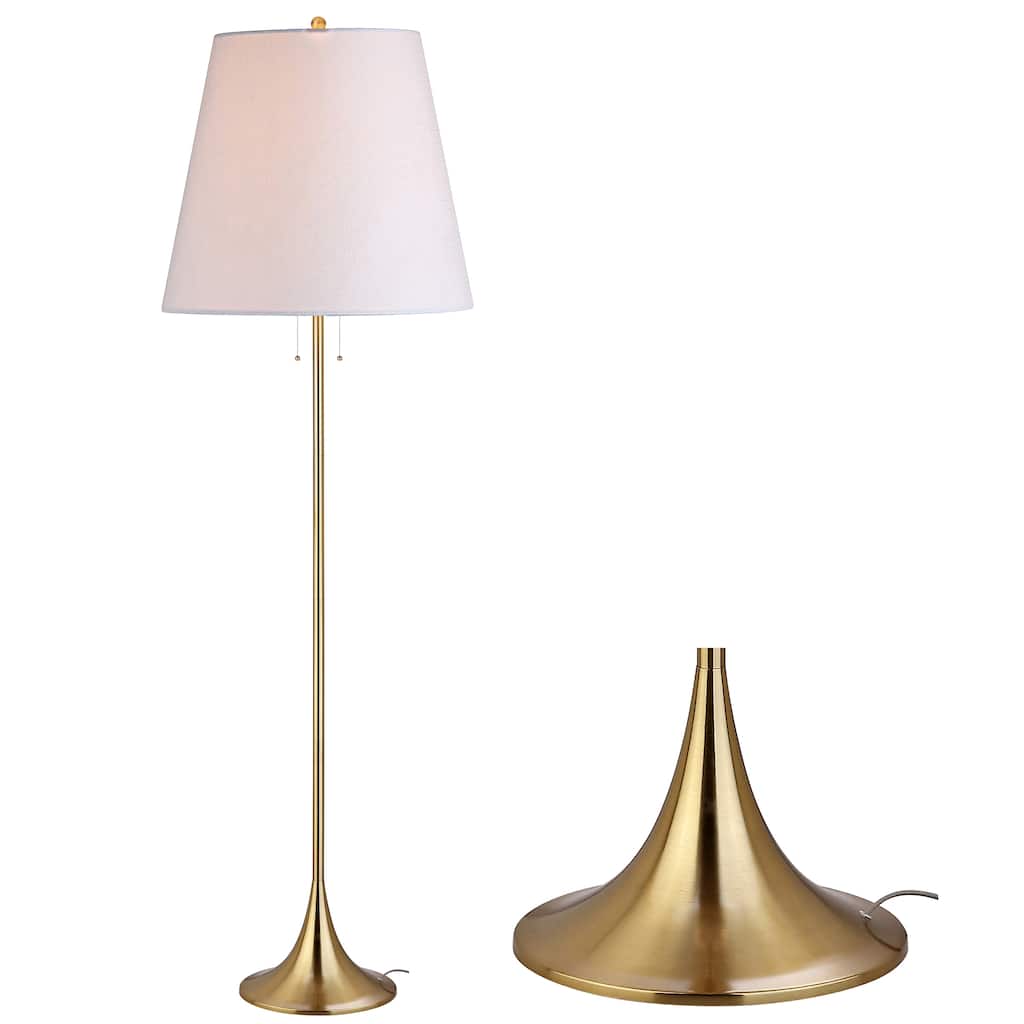 Evans 63" Metal LED Floor Lamp, Brass by JONATHAN Y - Brass Gold - 63" H x 17" W x 17" D