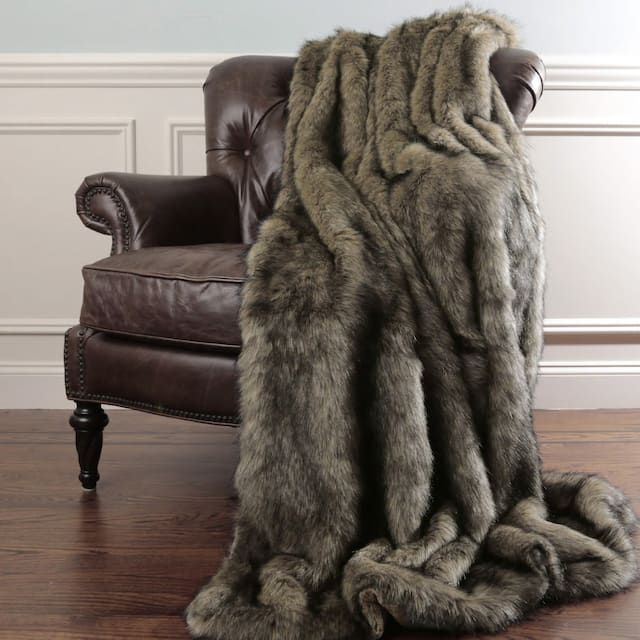 Aurora Home Faux Fur Throw Blanket by Wild Mannered - 58"w x 60"l - Tawny Fox