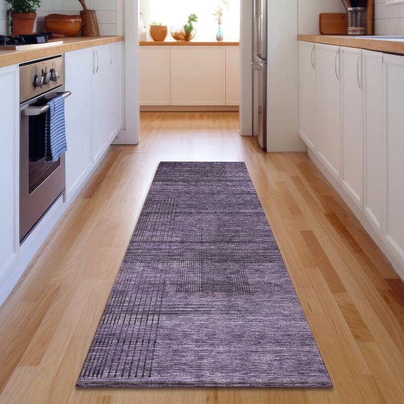 Premium Washable Super Soft Solid Hatches Mayfield Rug - Plum - 2' 3" x 7' 6" - Runner