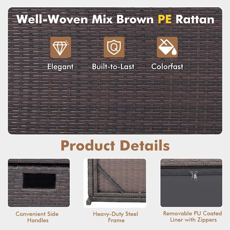 Costway 50 Gallon Patio Rattan Wicker Storage Deck Box Container - See Details