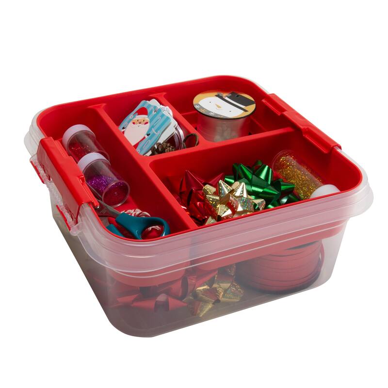 Simplify 5 Compartment Gift Supply Storage Box in Red