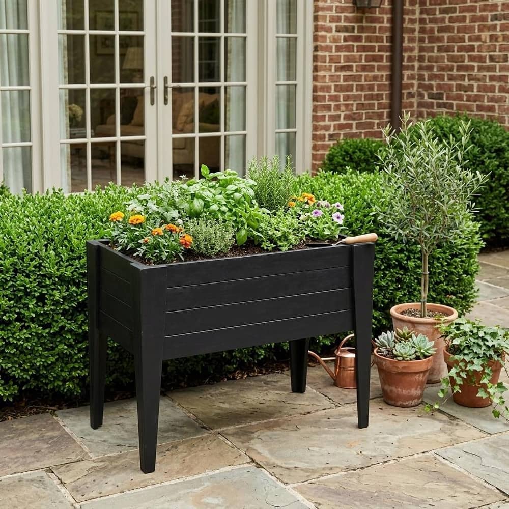 HomeRoots 30" X 48" Mahogany Heavy Duty Plastic Rectangular Raised Garden Bed