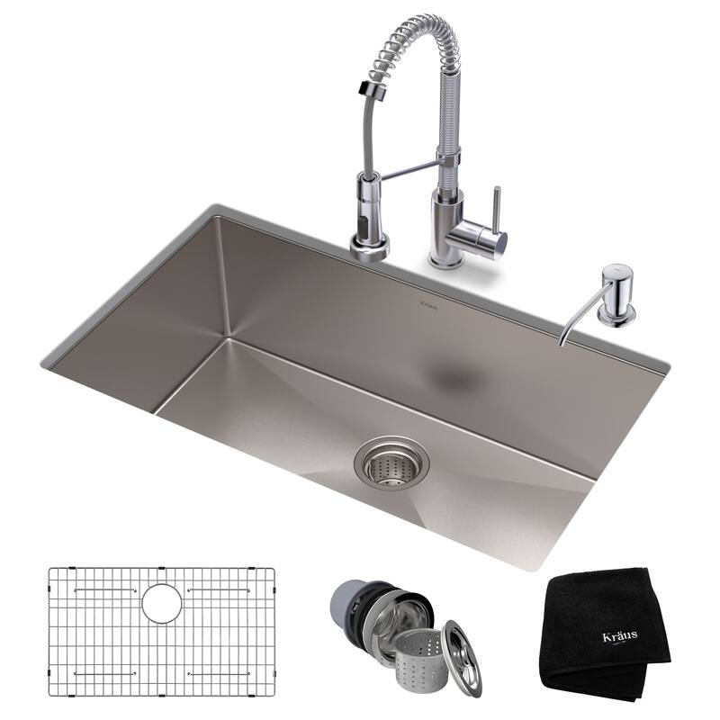 Kraus Standart PRO 30" Undermount Single Basin Stainless Steel Kitchen - Chrome