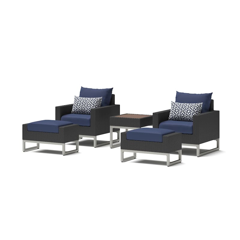 Milo Espresso 5 Piece Sunbrella Outdoor Patio Club Chair Set