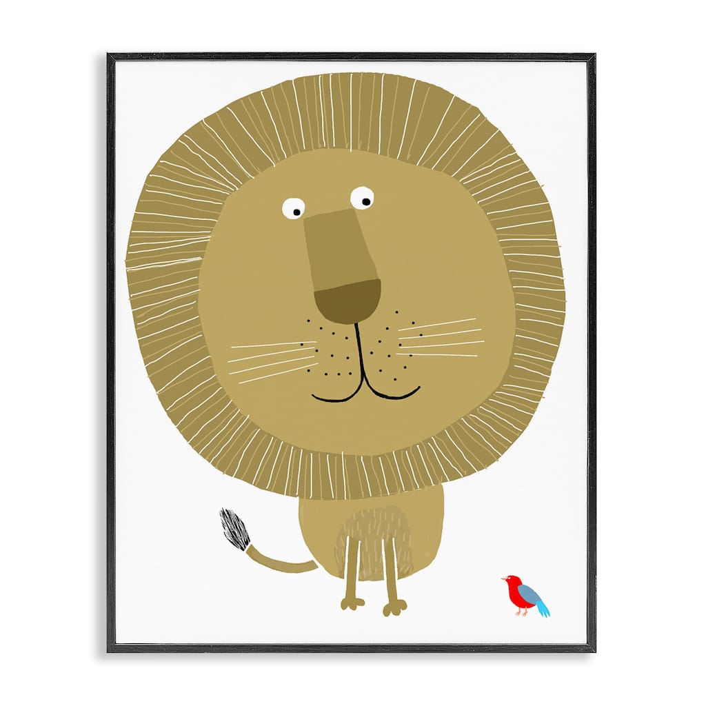 Stupell Friendly Lion & Bird Framed Giclee Art Design By Carla Daly
