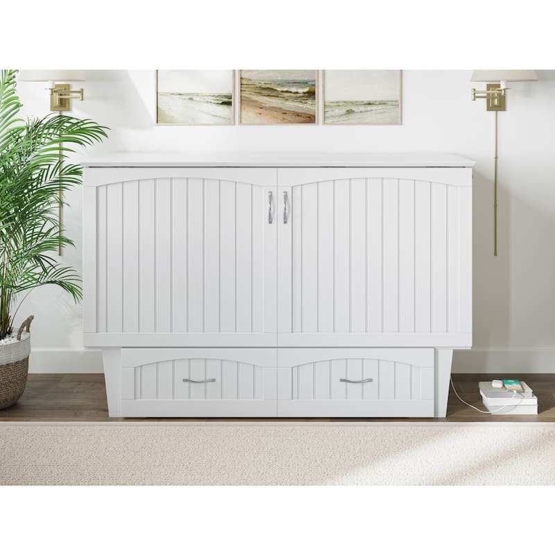 Murphy Bed Chest - Storage Drawer & USB Charger - Space Saving Furniture