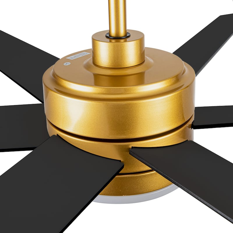 65 Inch Gold Large LED Ceiling Fan with Light and Remote(6-Blade)