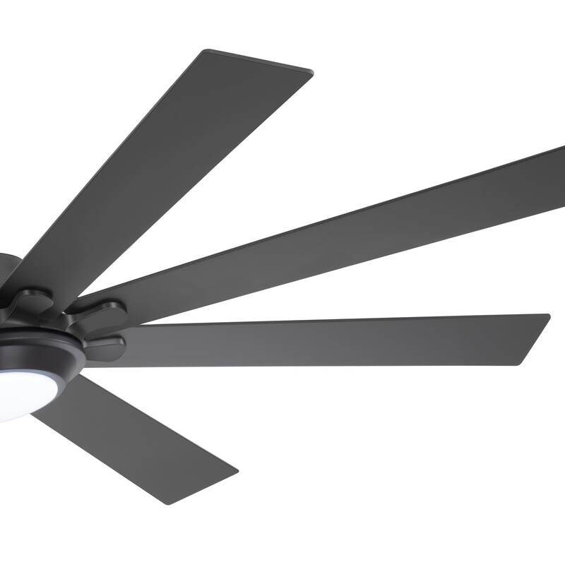 65"/72" Modern Black LED Ceiling Fan with Light Remote (8 Reversible Blades)