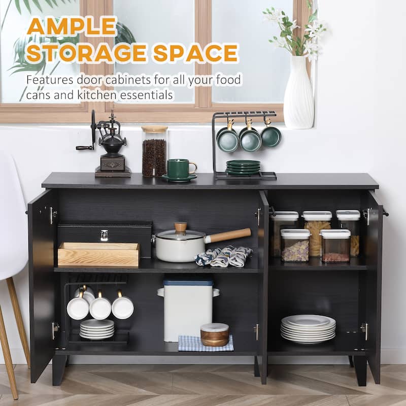 Dark Walnut Side Cabinet with Adjustable Shelf and Steel Frame for Living Room or Office Storage
