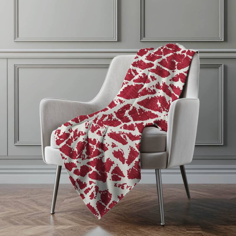 Premium Machine Washable Sherpa Casual Contemporary Throw Blanket - Red - 4'2" x 5'10"