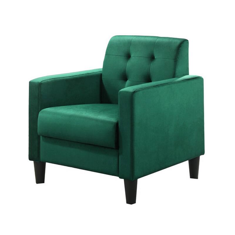 Oz Living Room Set with 2 Velvet Armchairs, Wood Accent End Table, Green