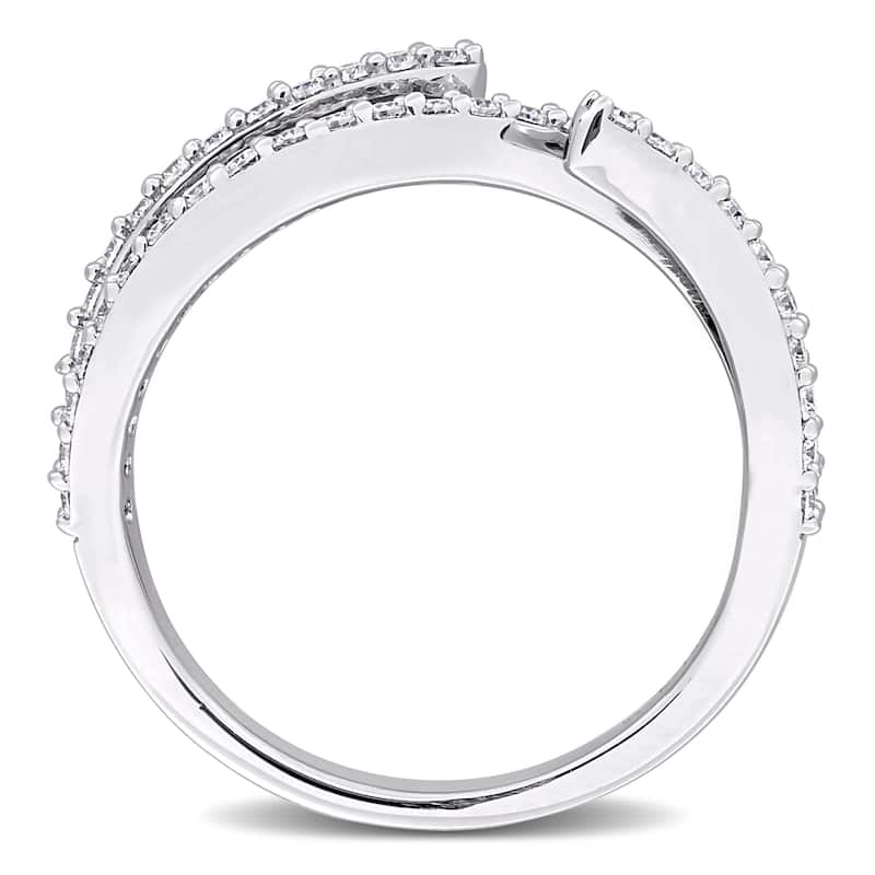 Miadora 1/2ct DEW Created Moissanite Double Curved Ring in Sterling Silver