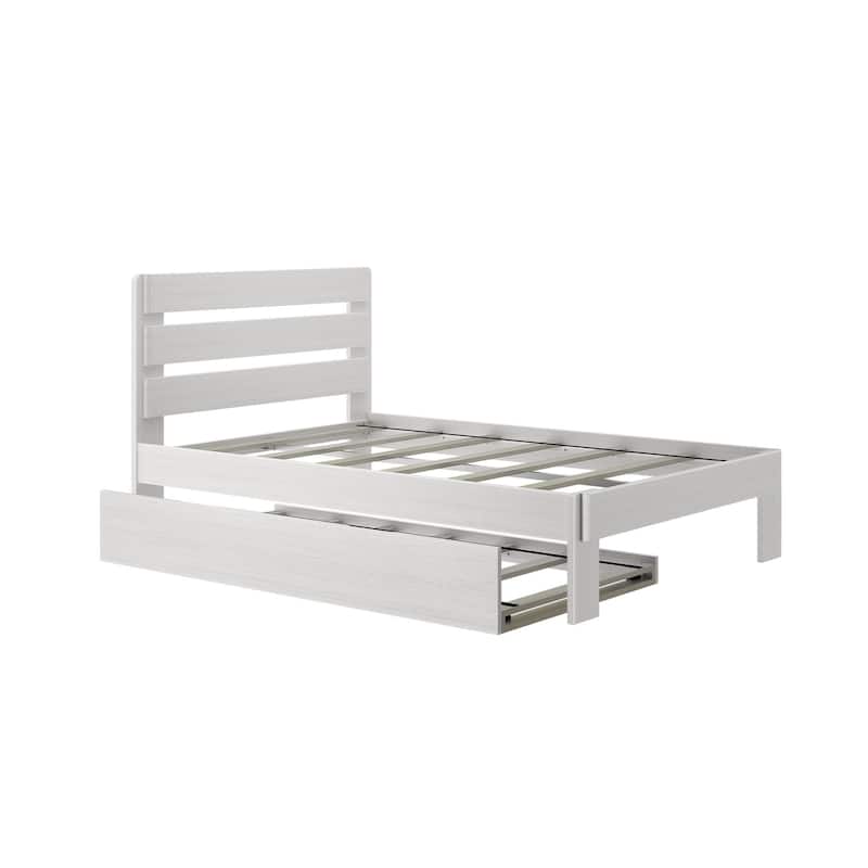 Max and Lily Farmhouse Full Bed with Plank Headboard and Trundle
