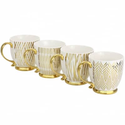 Gibson Home Gold Finch 4 Piece 16.7oz Electroplated Mug Set