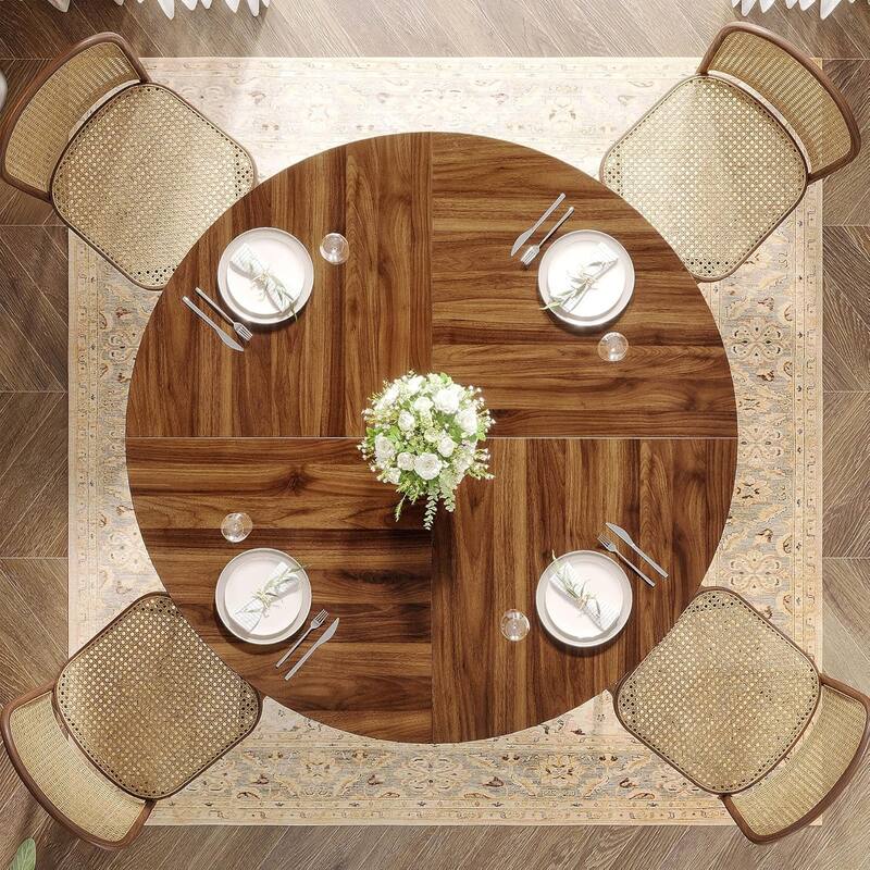47 Inches Round Dining Table with Sturdy Metal Base for 4-6 People