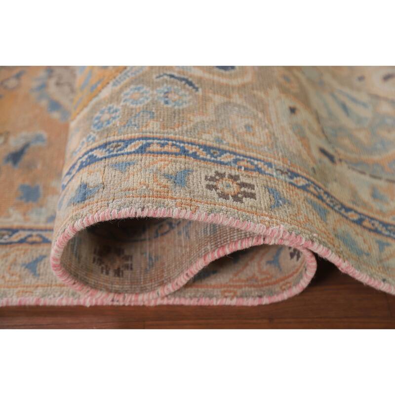 Hand Knotted Oriental 100% Wool Carpet Traditional Floral Oranges & Rust Mashad Area Rug - 8' 10'' X 5' 6''