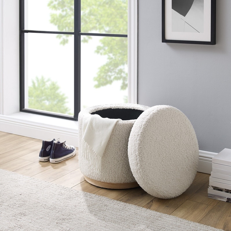Linon Rue Upholstered Storage Ottoman