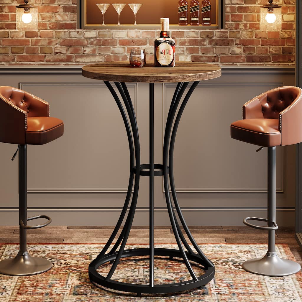 Round Bar Table for 2, 37.4" H Coffee Pub Stand, Cocktail Table