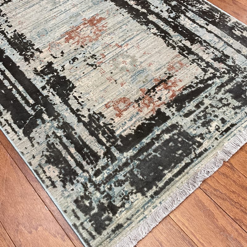 HERAT ORIENTAL Turkish Modern Erased Design Wool & Silk Rug - 2' x 2'11"