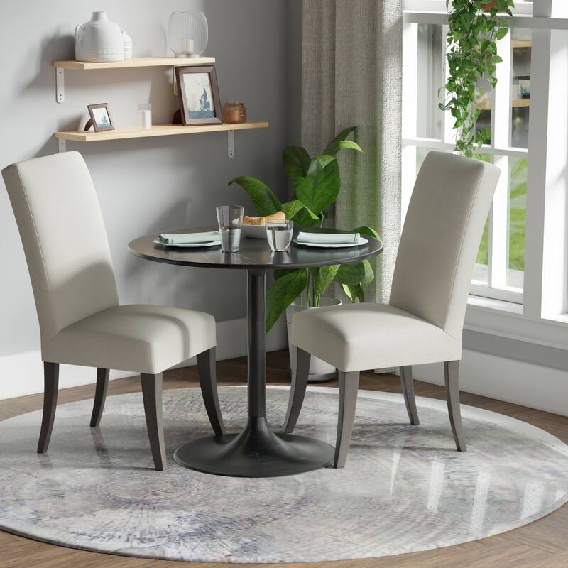 Circular Marble Top Pedestal Dining Table - 36" - Black