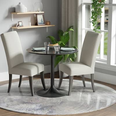 Circular Marble Top Pedestal Dining Table - 36" - Black