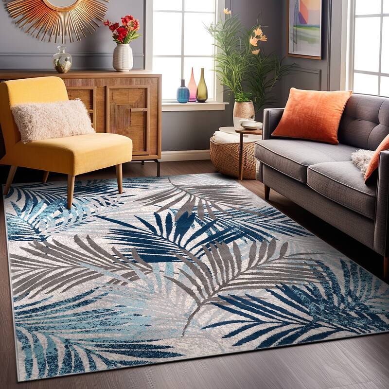 World Rug Gallery Edinburgh Floral Leaves Area Rug