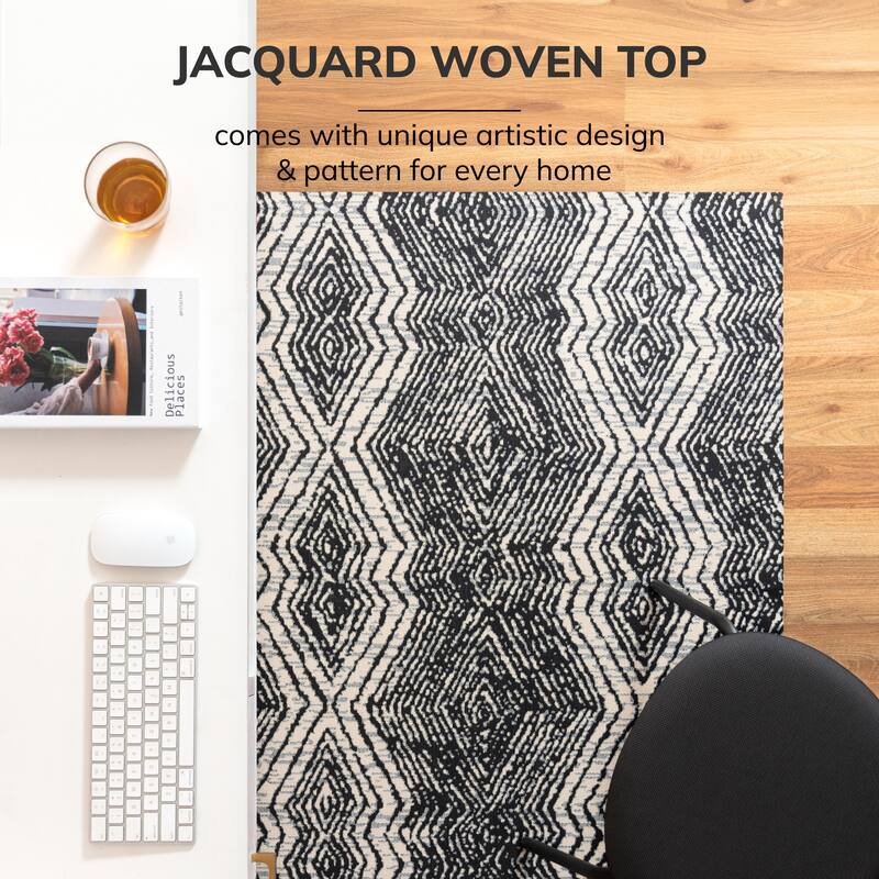 Jani 36"x48" Rug'd Chair Mat-Rug Style Office Chairmat for Carpet & Hard Floors| 0.25" Thick |Non-Slip, Foldable Desk Chair Mat