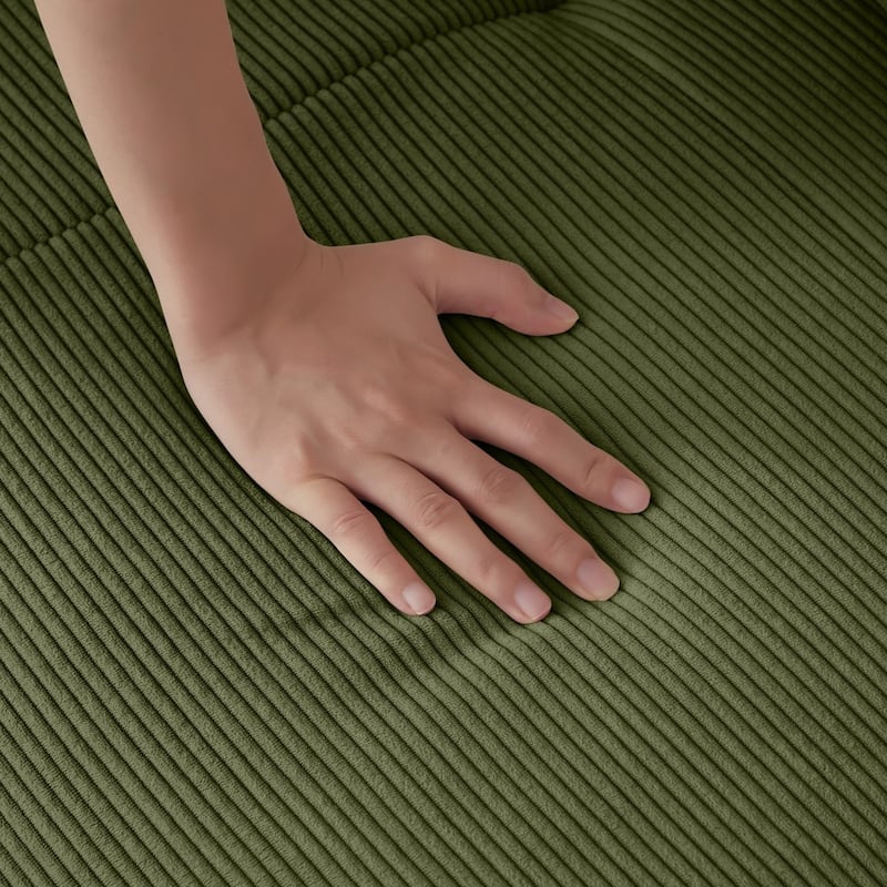 113" Modern L-Shaped Corduroy Modular Sectional Sofa with Movable Ottoman