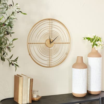 Gold Metal Open Frame Swirl Decorative Wall Clock - 20"L x 2"W x 20"H