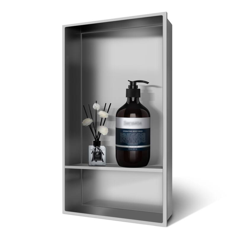 WIZ 12-inch W x 25-inch H x 4-inch D Stainless Steel Shower Niche - brushed nickel