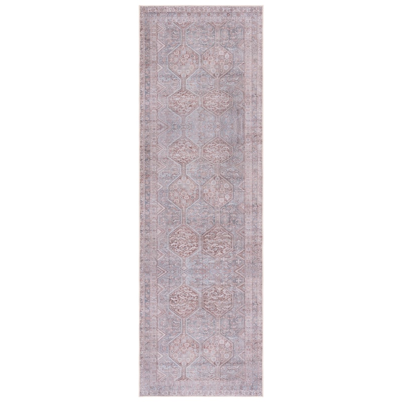 SAFAVIEH Tucson Machine Washable Slip Resistant Jenny Boho Oriental - 2' 6" x 8' - Grey/Rust - Runner
