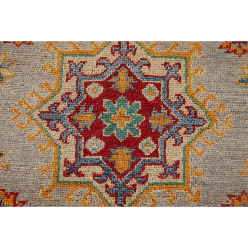 Kazak Oriental Foyer Rug Handmade Grey Wool Carpet - 3'4" x 5'1"