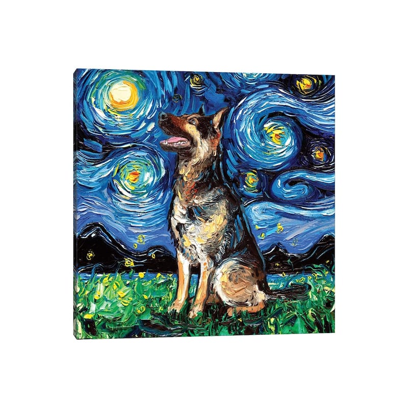 iCanvas "German Shepherd Night II" by Aja Trier Canvas Print