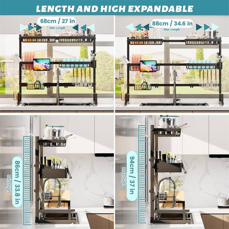 Snap-On 2-Tier Over Sink Dish Drying Rack