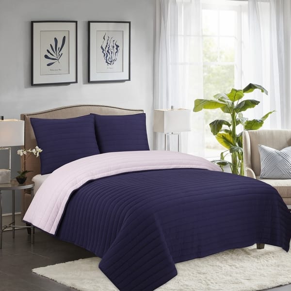 slide 1 of 10, Jersey Knit Reversible Solid Quilt Set