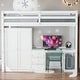 preview thumbnail 1 of 32, Multi-Functional Design Full Size Loft Bed with Wardrobe, Desk and Storage Drawers, Sturdy construction, Space-saving, White White